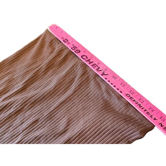 NWT Zara Ribbed Long Skirt Womens Size Large Brown Stretch Midi Maxi w Slit (b4) - Picture 7 of 8